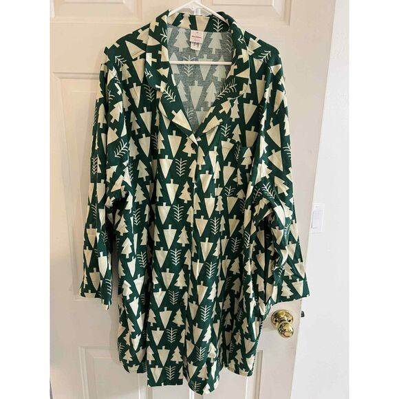 Hanna Andersson Women's Holiday Pajama Top Trees on Green XXL Cotton Oeko-Tex - Picture 1 of 9